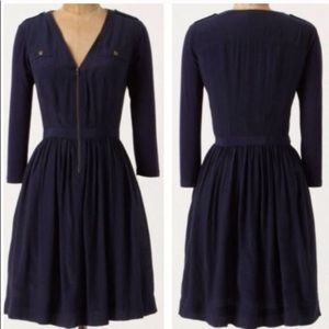 Anthropologie Parameter Dress. Navy sheen fabric.